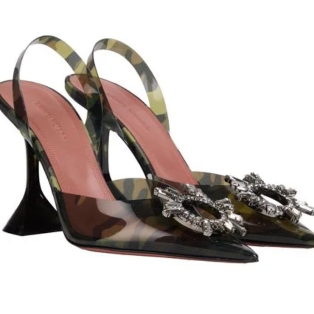 AMINA MUADDI Women's Metallic Military Pumps Plastic.  $1295. Size 12. Nieman